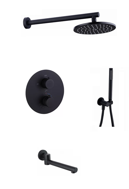 Душевая система скрытого монтажа c термостатом Gristo Black Termo GBT-3060-250 черный матовый 1788 - фото 5076