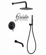 Душевая система скрытого монтажа со смесителем Gristo Black GB-3060 черный матовый 333724