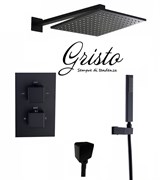 Душевая система скрытого монтажа c термостатом Gristo Black Termo GBT-4057 черный матовый 1789