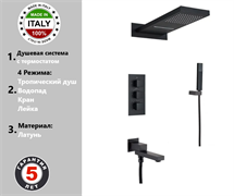Душевая система скрытого монтажа c термостатом Gristo Black Termo GBT-4061-3 черный матовый 1824