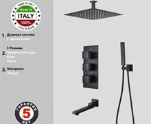 Душевая система скрытого монтажа c термостатом Gristo Black Termo GBT-4062-1 черный матовый 1845
