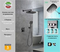 Душевая система скрытого монтажа c термостатом Gristo Black Termo GBT-5054 черный матовый 1934